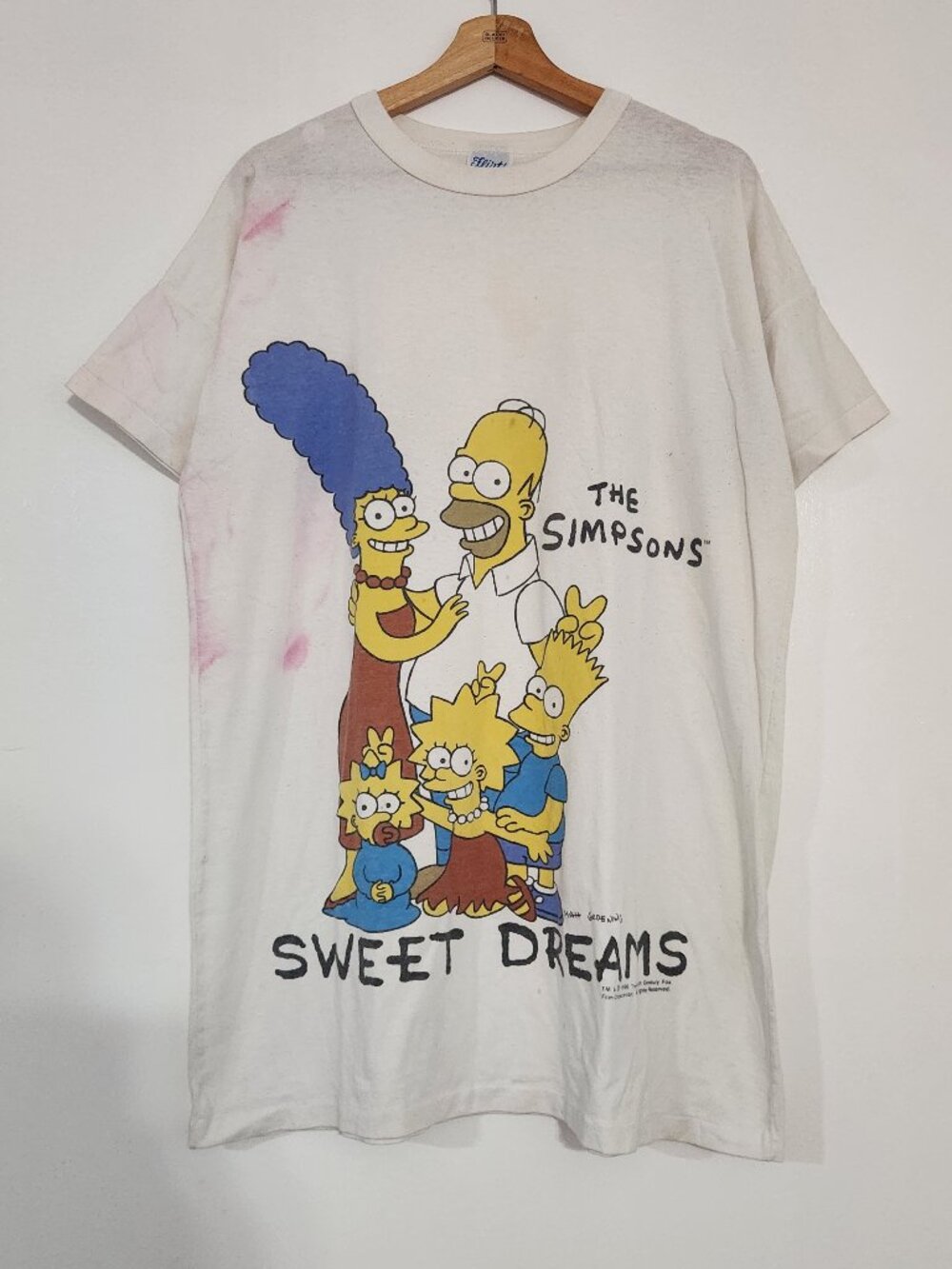 Vintage 1990 The Simpsons Family Portrait Cartoon Unisex Tee